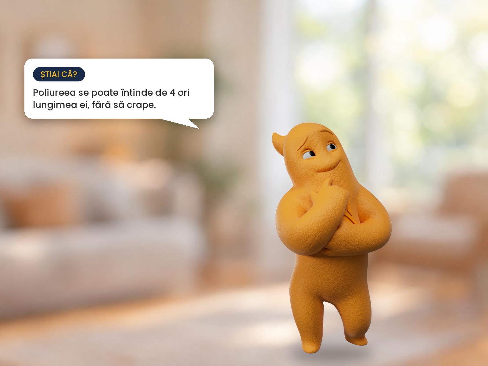 Mascota Isoterm cu un fapt scurt despre elasticitatea poliureei